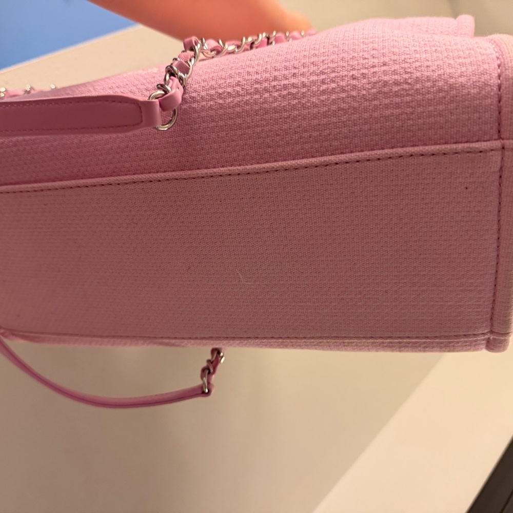 CHANEL Light Pink Canvas Logo Tote with Chain-Strap - Picture 8 of 8